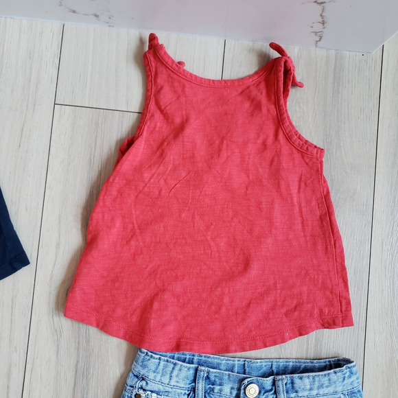 Summer Girls 2T Lot Gap Red White Blue Tank Tops Denim 4th Of July Skirt Set - Picture 5 of 13